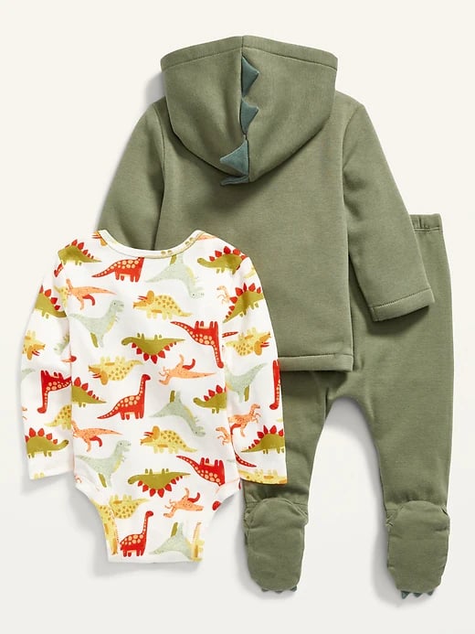 Old Navy Unisex Dinosaur Hoodie, Footed Pants and Bodysuit Set for Baby