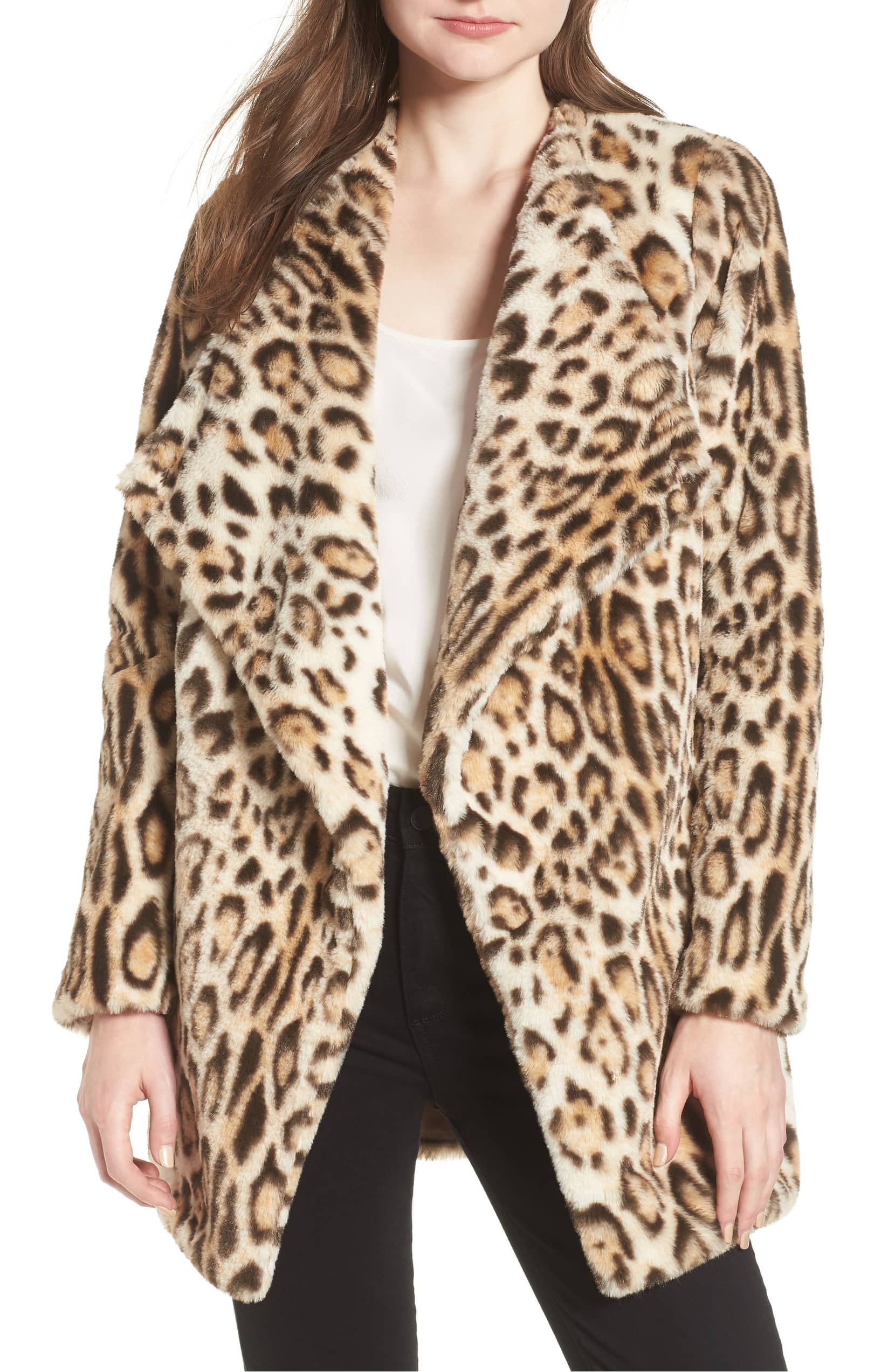bb dakota leopard faux fur jacket