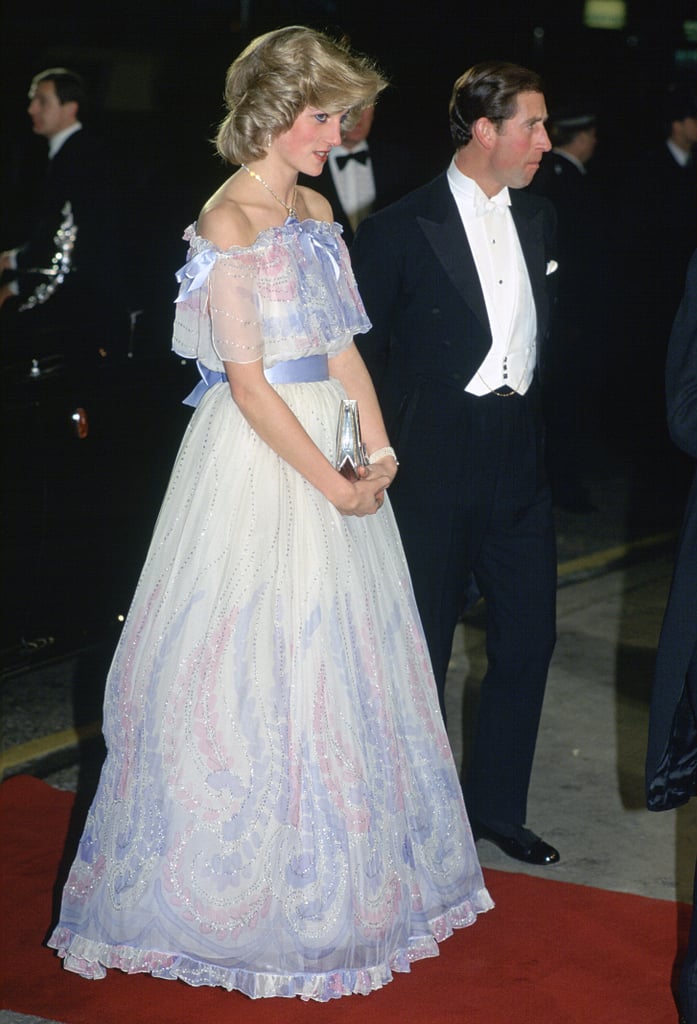 Charles and Diana walked the red carpet at a Royal Variety performance in 1984.