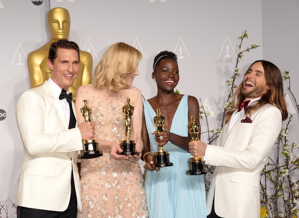 It was all fun and games for McConaughey, Blanchett, Nyong'o, and Leto as they laughed together.
