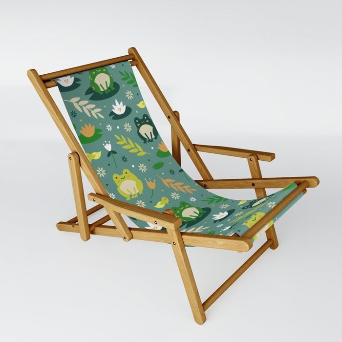 Tiana: Little Frogs Pond Pattern Sling Chair