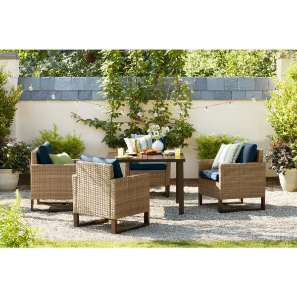 Hampton Bay Park Heights 5-Piece Wicker Square Outdoor Dining Set