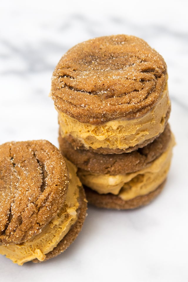 Pumpkin Gingersnap Ice Cream Sandwiches