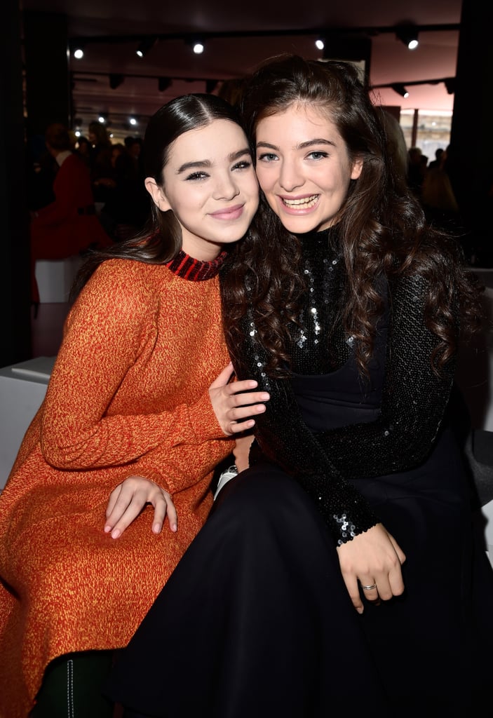 Hailee Steinfeld and Lorde cuddled up for a cute moment at the Christian Dior show during Paris Fashion Week on Friday.