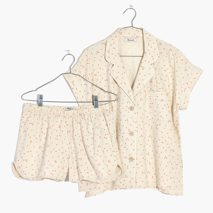 Madewell Flannel Bedtime Pajama Set in Confetti Hearts