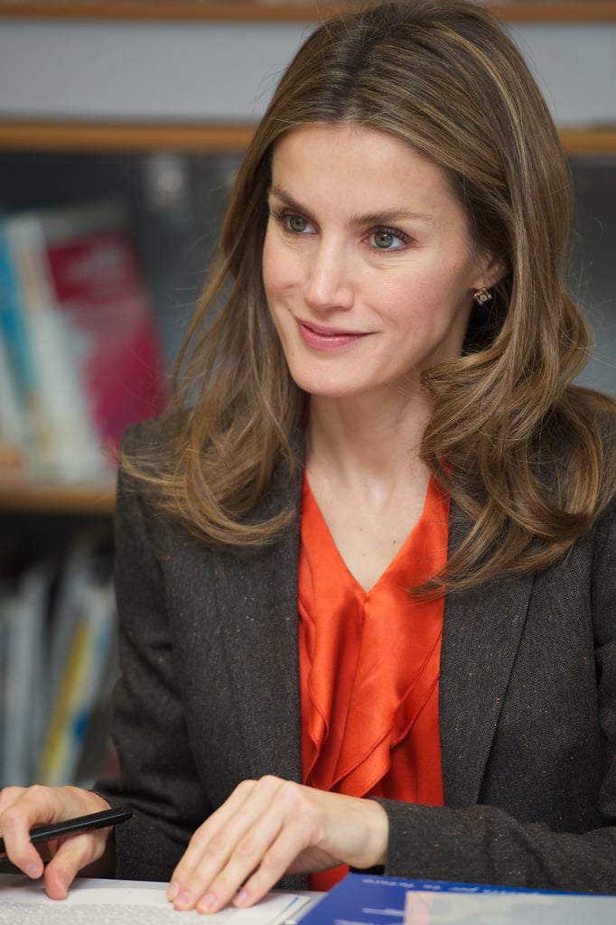 Princess Letizia visited a high school in Burgos, Spain, in October 2012.