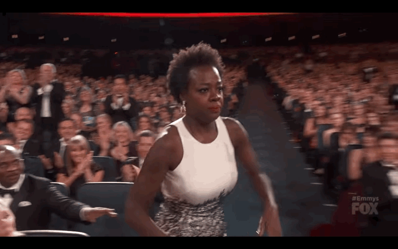 She made it back to her seat just in time to see Viola Davis's history-making Emmy win.