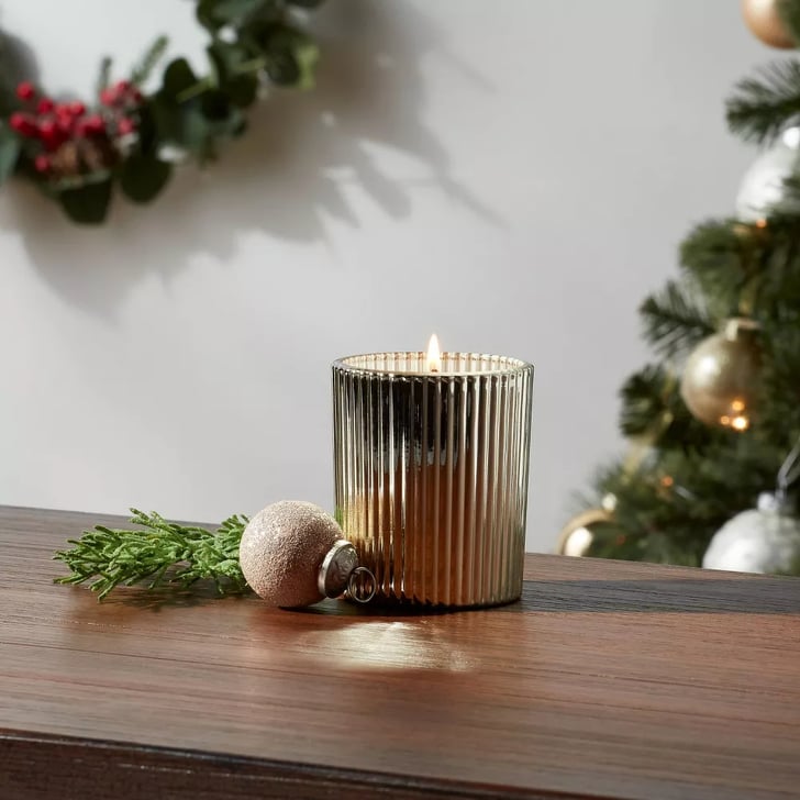 Threshold Mercury Glass Finish Holiday Fireside Bonfire Glow Candle