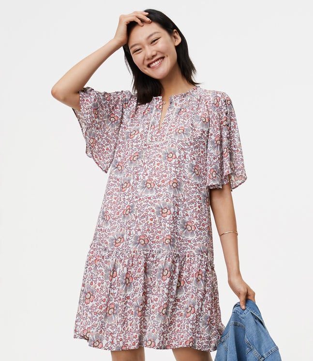 Loft Flowerbud Button Sleeve Dress