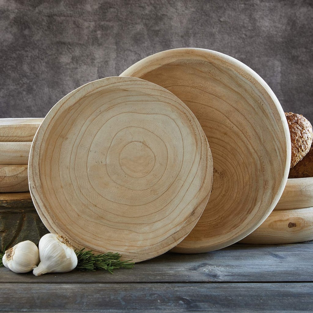 A Hand-Carved Bowl: Carved Paulownia Wood Serving Bowl