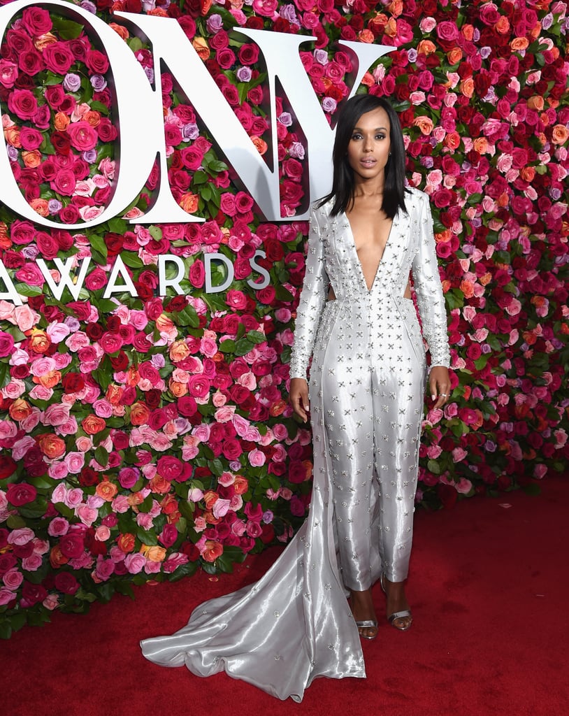 Kerry Washington Silver Versace Jumpsuit Tony Awards 2018