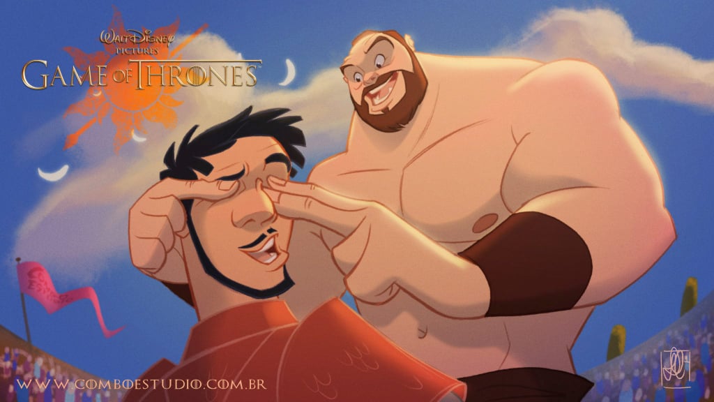 Just a friendly game of peekaboo between Oberyn and the Mountain, that's all.