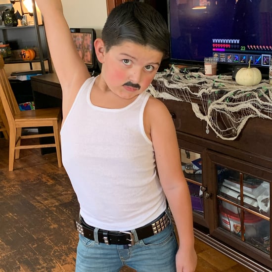 Little Boy Dressed as Freddie Mercury For Halloween Photos