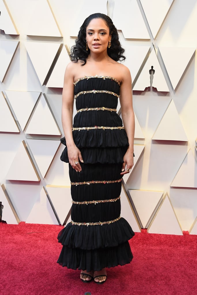Tessa Thompson Wearing a Black Bustier Dress in 2019 | See Tessa
