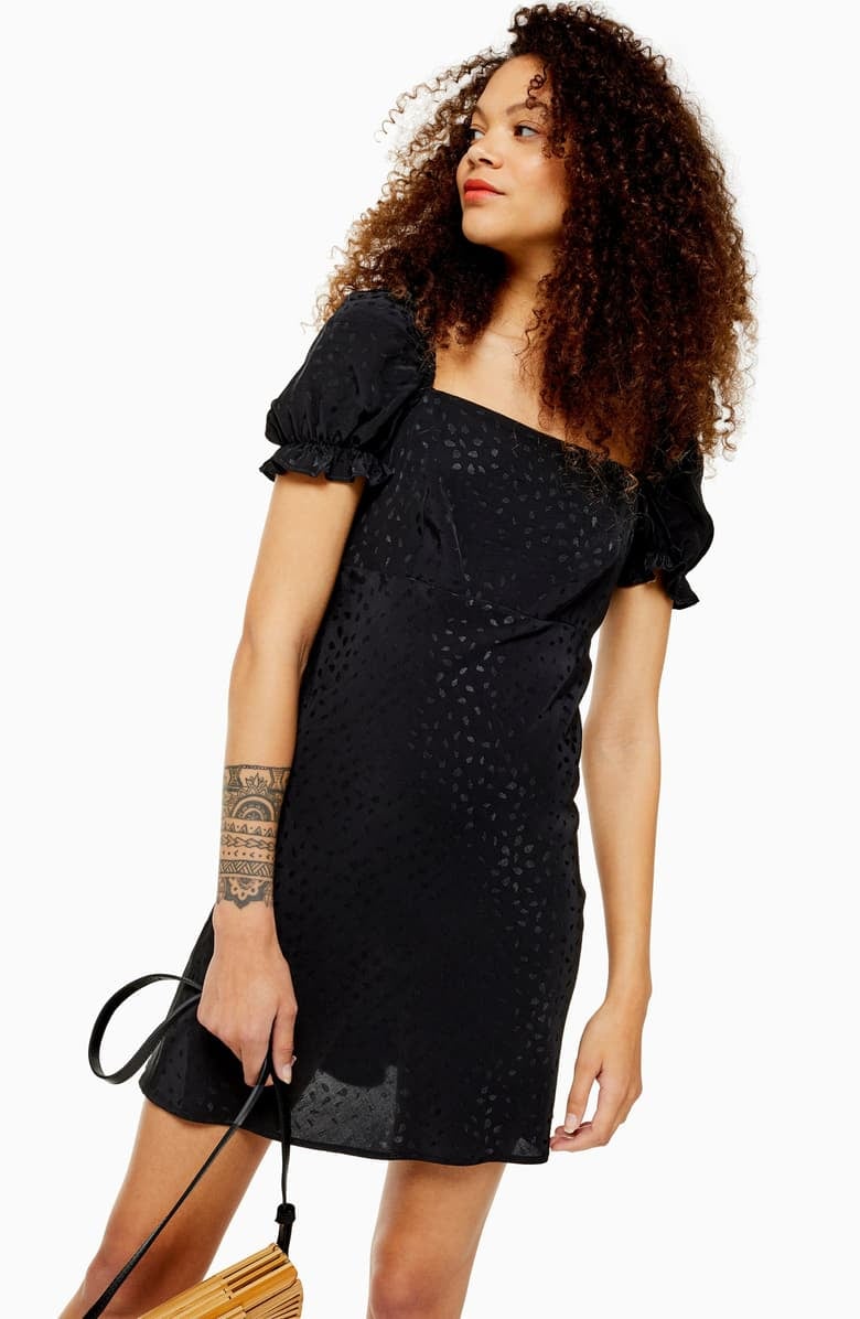 Topshop Square Neck Jacquard Minidress