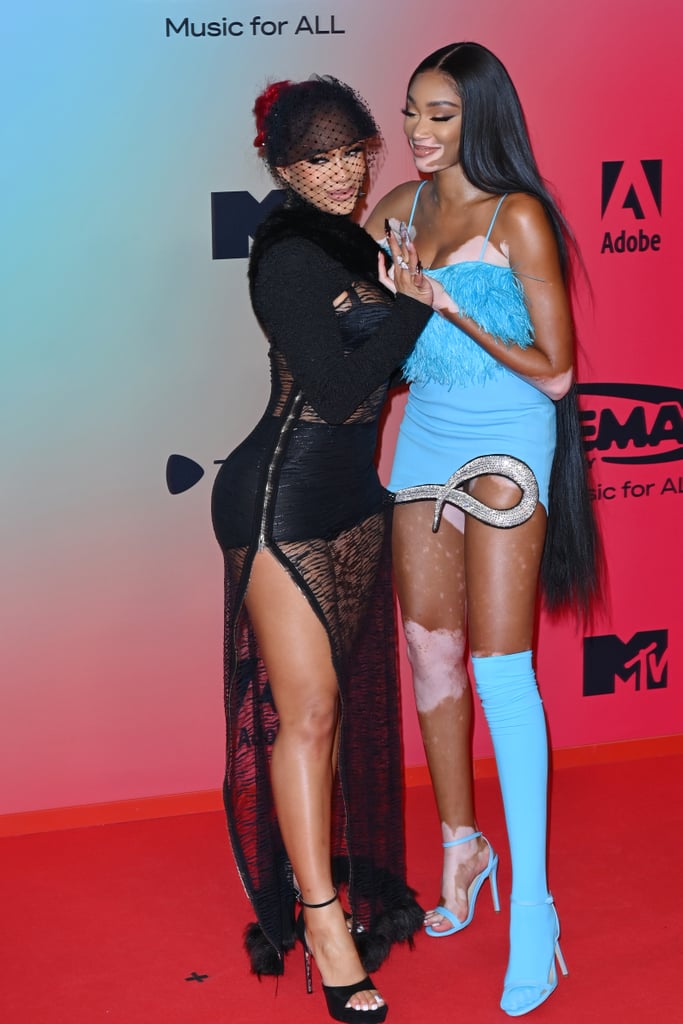 Saweetie and Winnie Harlow at the MTV EMAs 2021