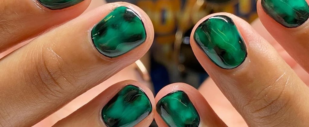 Green Tortoiseshell Nail Art Is Our New Favorite Trend This Winter