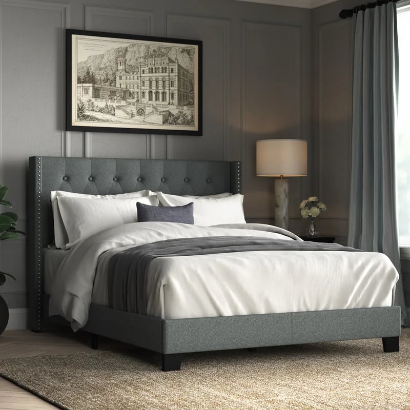 An Elegant Bed: Aadvik Tufted Upholstered Low Profile Standard Bed