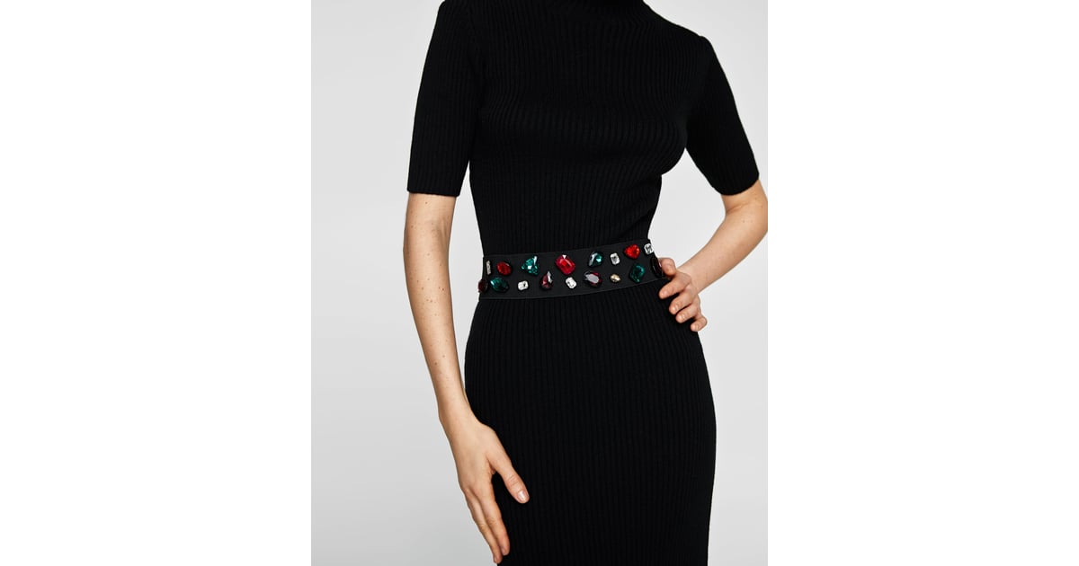 Zara Bejeweled Elastic Belt How to Belt Your Coat POPSUGAR Fashion