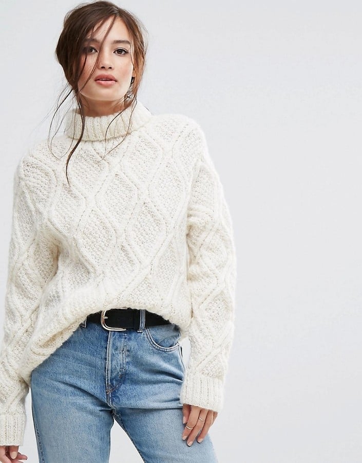 ASOS Cable-Knit Sweater | Hailey Baldwin White Kenneth Cole Boots ...