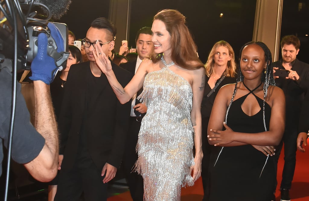 Angelina Jolie Silver Fringed Dress at Maleficent 2 Premiere