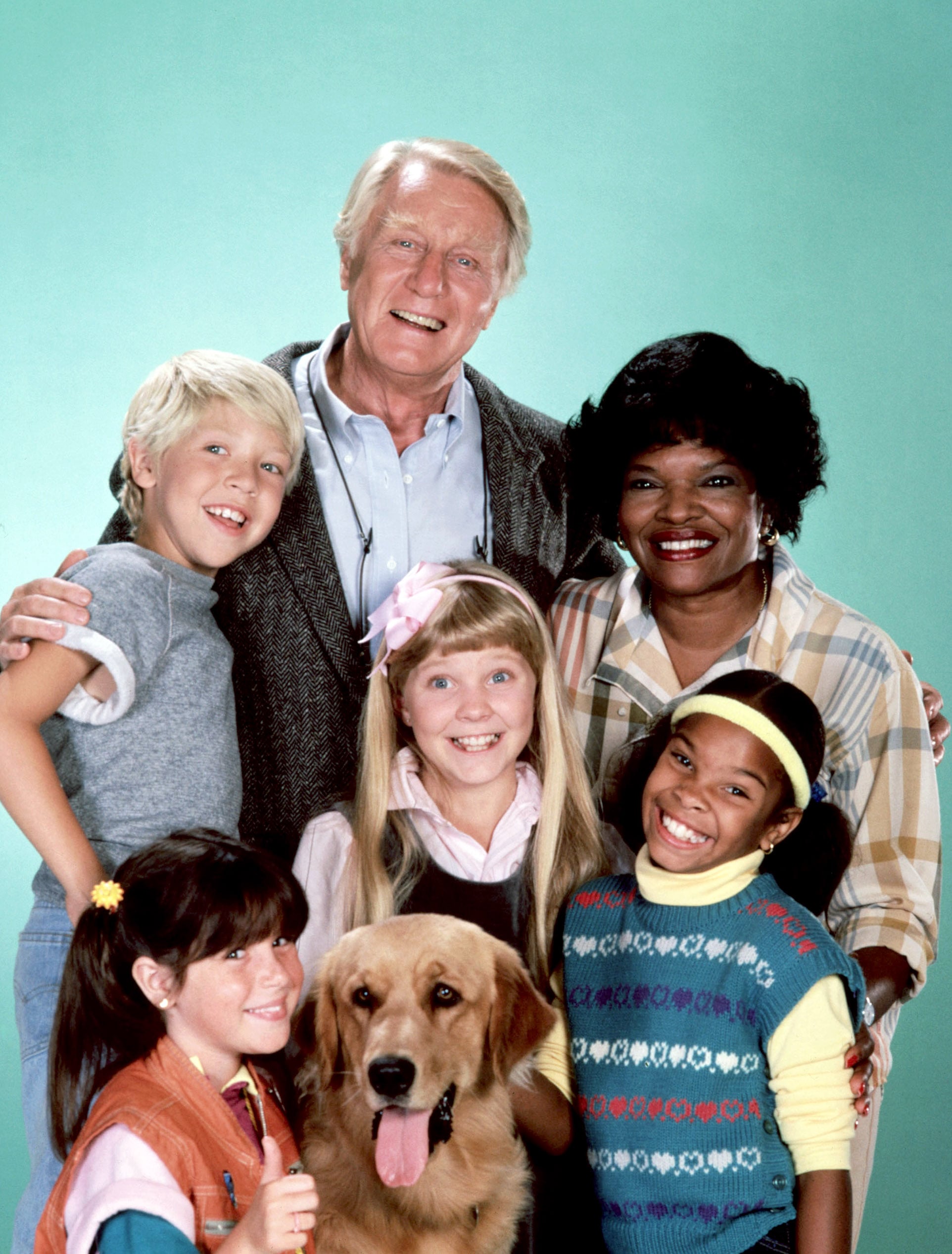 PUNKY BREWSTER, (clockwise from top centre): George Gaynes, Susie Garrett, Cherie Johnson, Ami Foster, Soleil Moon Frye, Casey Ellison, 1984-88, (c)NBC/courtesy Everett Collection