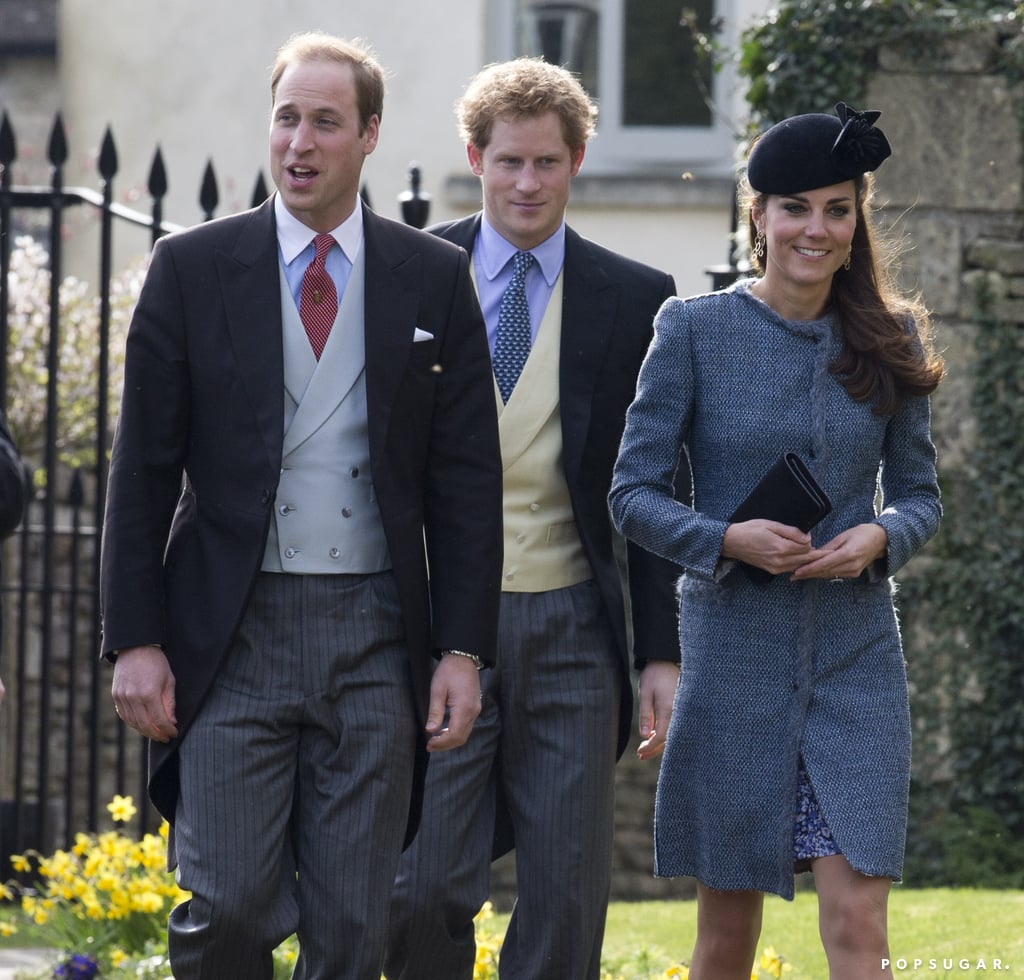 Kate Middleton and Princes William and Harry at a Wedding