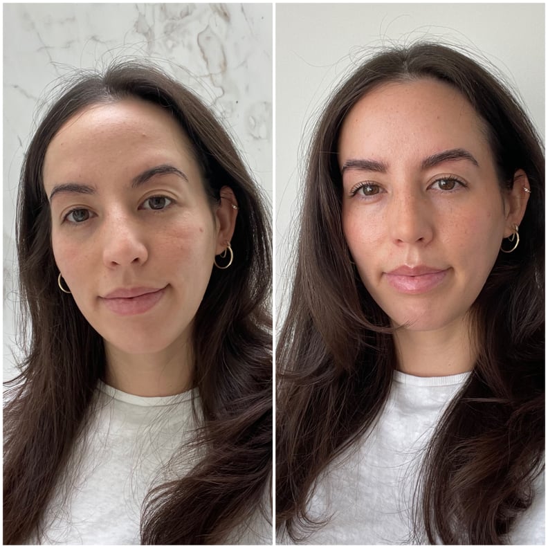 Before and after using Dr. Jart's Tiger Grass Camo Drops Color Corrector