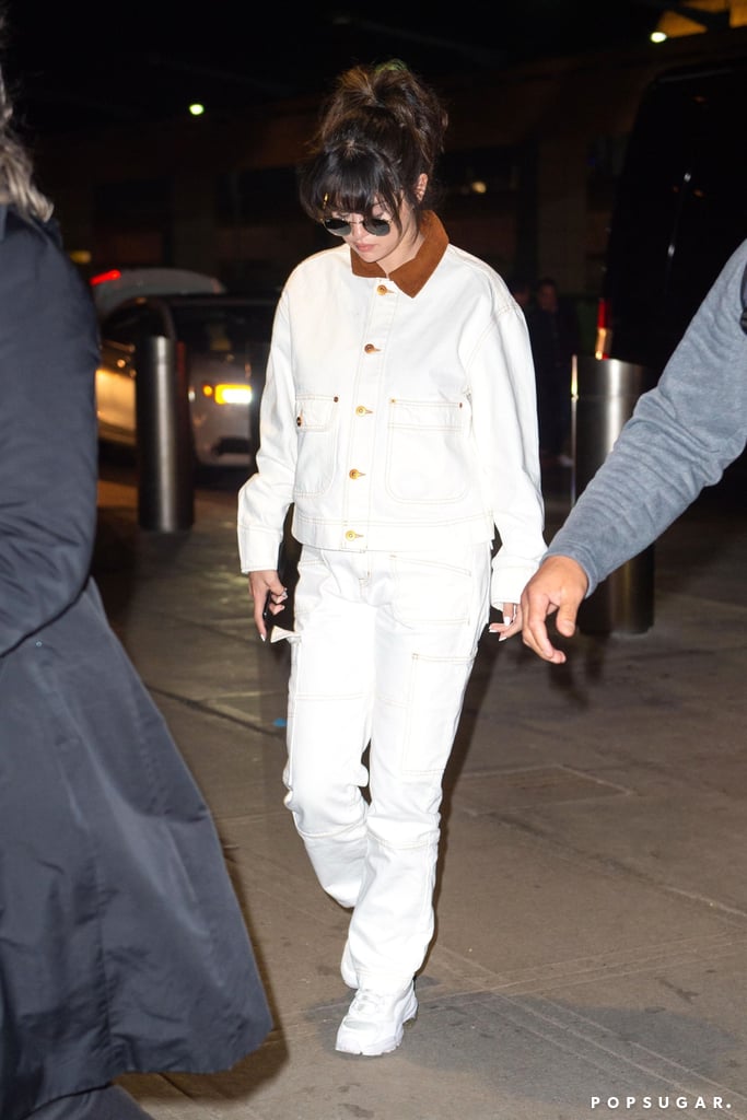 Selena Gomez Wearing a White Denim Outfit at JFK in NYC | Every Outfit