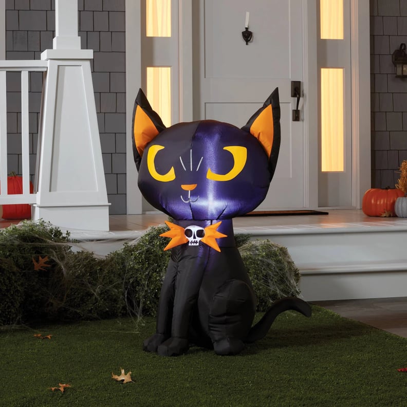 Inflatable Light-Up Pumpkin Cat Halloween Decor