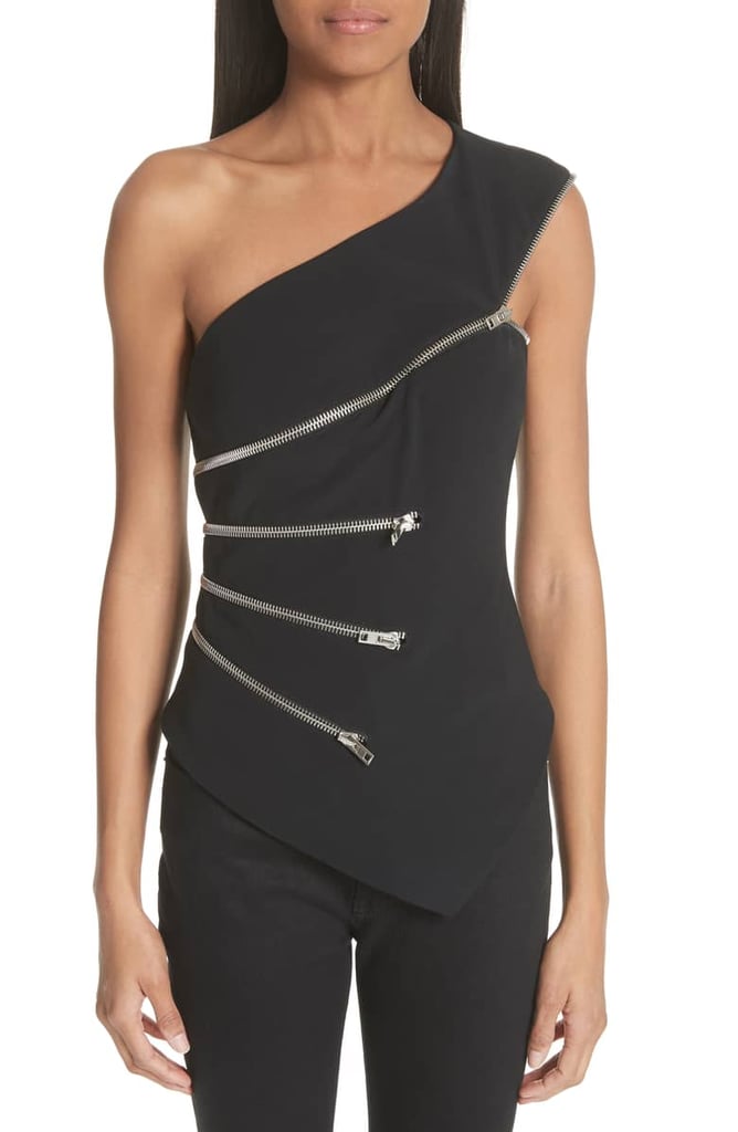 Alexander Wang Zip Detail One Shoulder Top