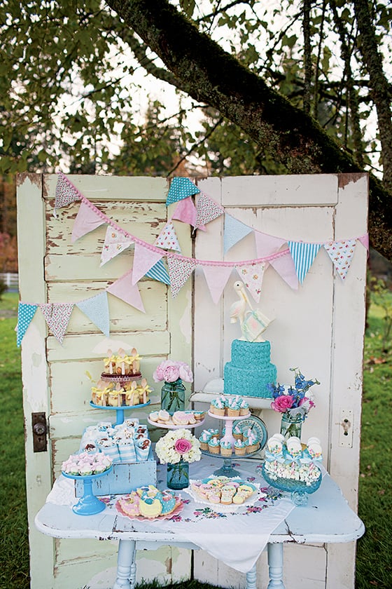 vintage baby shower centerpieces