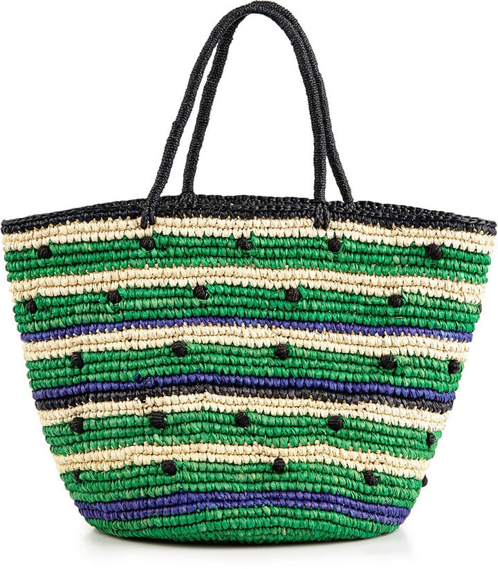 Sensi Studio Multi Stripe & Polka Dot Maxi Straw Tote