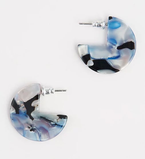 Blue Marble Effect Resin Earrings