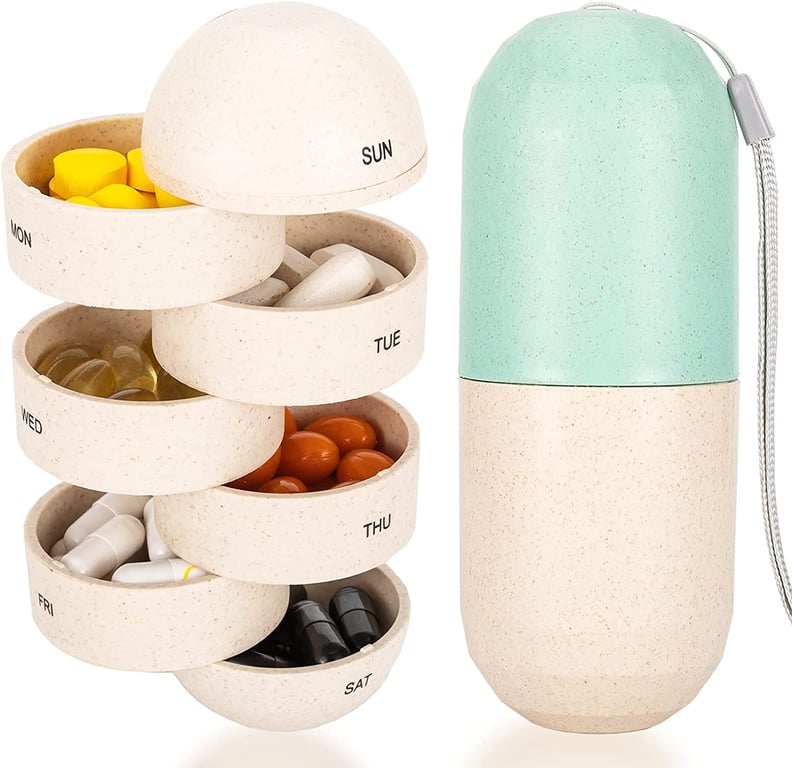 Medca Monthly Pill Bottle Organizer Caddy - 31 Numbered Full-Size Pill Bottles W Child-Proof Lids for Each Day of The Month- Clear Rack and Easy to