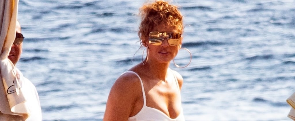 Jennifer Lopez White Bodysuit and Pink Pants in Italy 2018