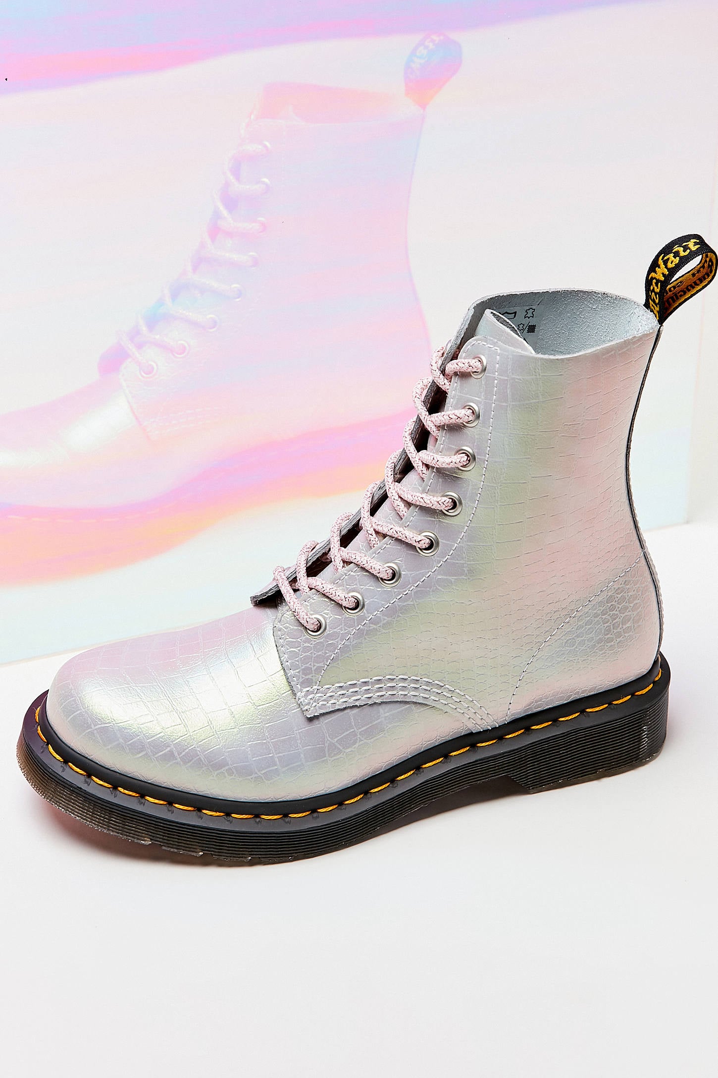 1460 iridescent croc boots