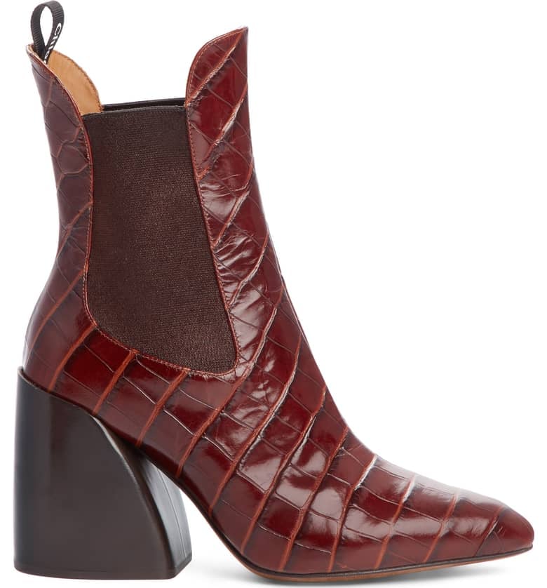 Chloé Croc Embossed Chelsea Boot