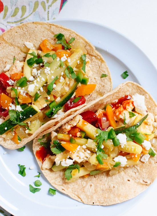 Breakfast Tacos With Fresh Veggies and Hot Sauce