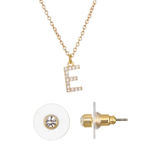 LC Lauren Conrad Monogram Necklace & Stud Nickel Free Earring Set