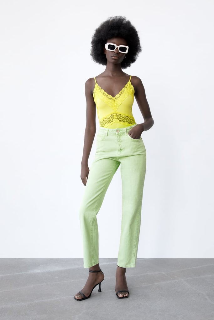 Colored Denim: Zara Super High-Rise Straight-Leg Jeans