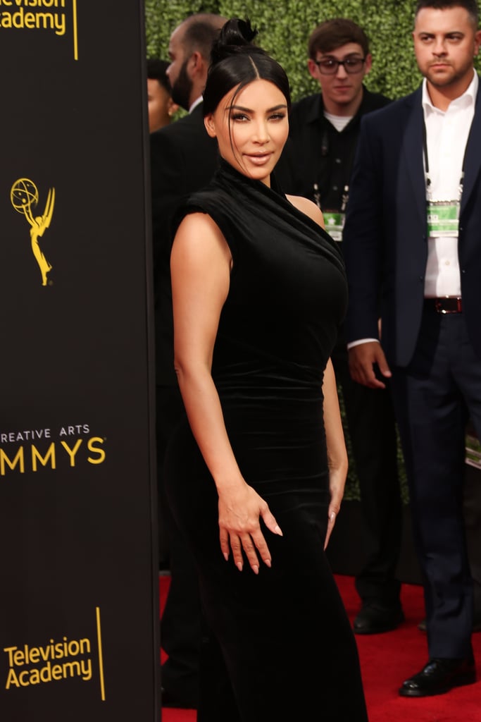 Kim Kardashian's Velvet Dress and Sandals at Creative Emmys