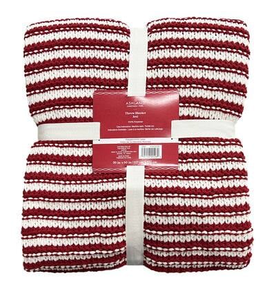 Red-and-White Peppermint Stripe Throw Blanket by Ashland