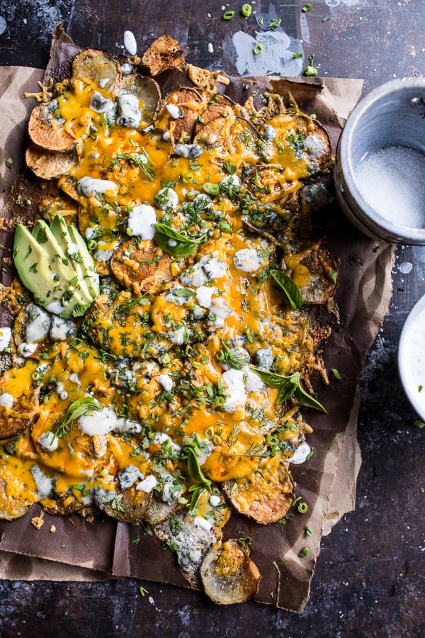 Buffalo Cheddar Potato Nachos