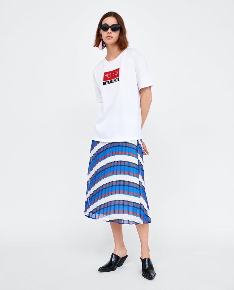 Zara T-Shirt With Contrasting Slogan