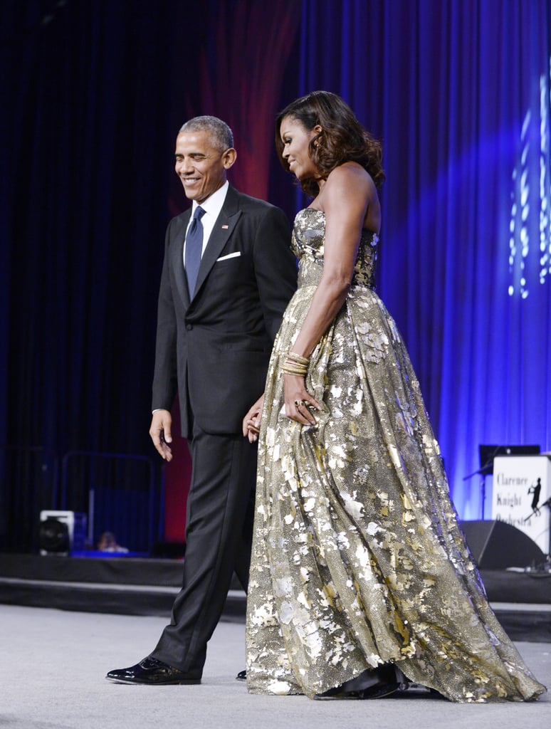 Michelle Obama Gold Dress at Phoenix Awards Dinner 2016