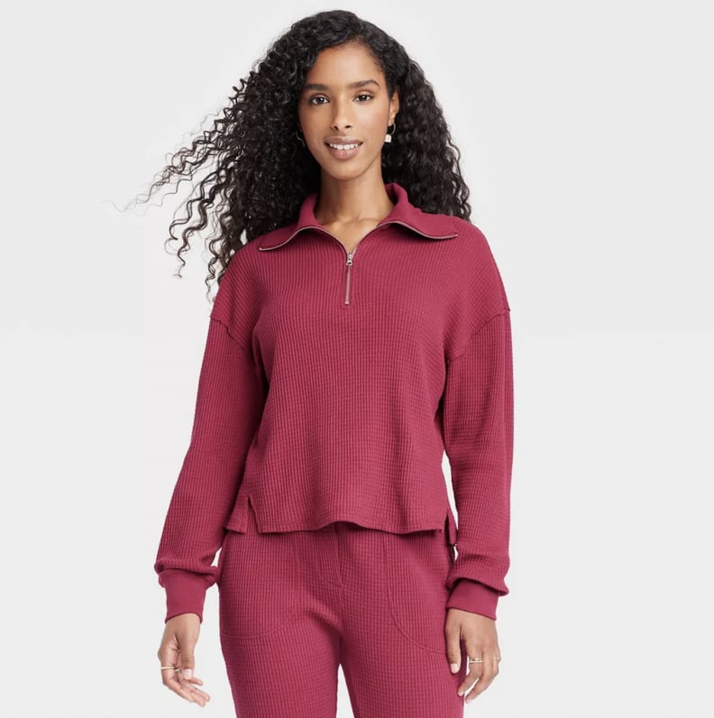 Best TikTok-Inspired Gift: Waffle Knit Quarter Zip Sweatshirt