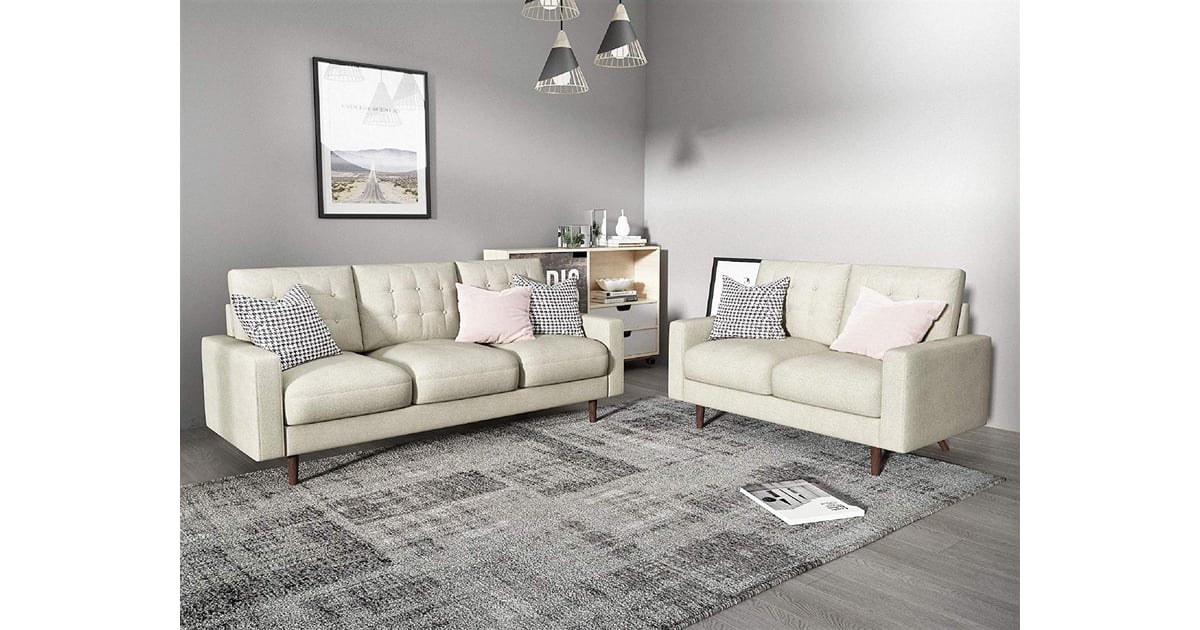 57.87 Goldenrod Container Furniture Direct S5459 Mid Century Modern Velvet Upholstered Tufted Living Room Loveseat