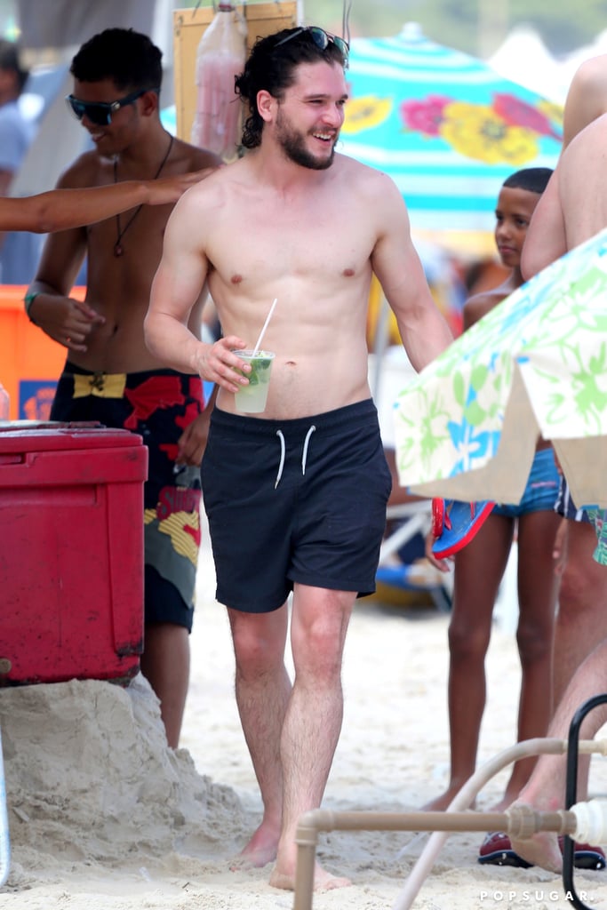 Kit Harington Shirtless on the Beach in Brazil Pictures