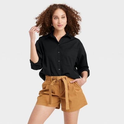 A New Day Long-Sleeve Oversized Button-Down Boyfriend Shirt